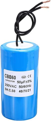 PATIKIL CBB60 45uf Running Capacitor,1Pcs AC 250V 2 Wires 50/60Hz Cylinder Blue 96x45mm for Water Pumps, Washing Machines Motor Start in Saudi Arabia