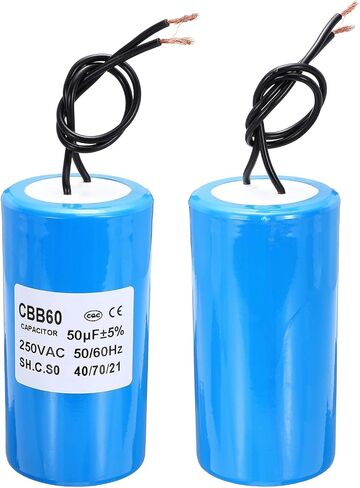 PATIKIL CBB60 45uf Running Capacitor,1Pcs AC 250V 2 Wires 50/60Hz Cylinder Blue 96x45mm for Water Pumps, Washing Machines Motor Start in Saudi Arabia