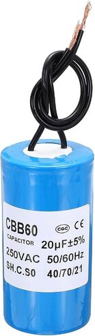 PATIKIL CBB60 45uf Running Capacitor,1Pcs AC 250V 2 Wires 50/60Hz Cylinder Blue 96x45mm for Water Pumps, Washing Machines Motor Start in Saudi Arabia