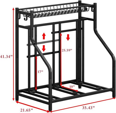 Bike Rack Storage Stand Organizer Floor Holds 4 Bicycle Parking Freestanding Adjustable Garage Indoor Outdoor Bike and Sports Storage Station, Black (4 Bike Stand) in Saudi Arabia