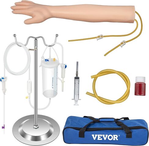 VEVOR Phlebotomy Practice Kit, IV Venipuncture Intravenous Training Kit, High Simulation IV Practice Arm Kit with Carrying Bag, Practice and Perfect IV Skills, for Students Nurses and Professionals in Saudi Arabia