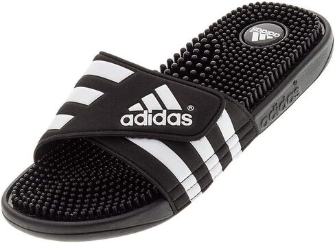 صندل Adissage Slides للرجال من adidas، أسود/أبيض/أسود، 11 in Saudi Arabia