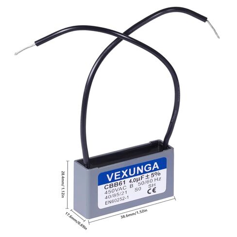 CBB61 Fan Capacitor 4uF 450 Volt Ceiling Fan Capacitors Replacement 4MFD 450V AC 450VAC 50/60Hz 2Wire for Fans Motor Start Run (2Pcs) in Saudi Arabia