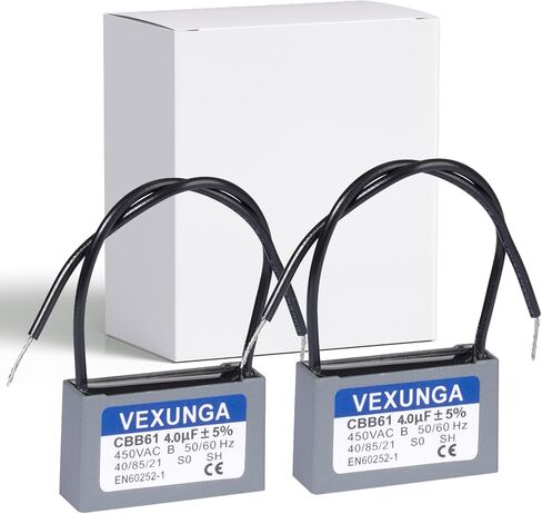 CBB61 Fan Capacitor 4uF 450 Volt Ceiling Fan Capacitors Replacement 4MFD 450V AC 450VAC 50/60Hz 2Wire for Fans Motor Start Run (2Pcs) in Saudi Arabia