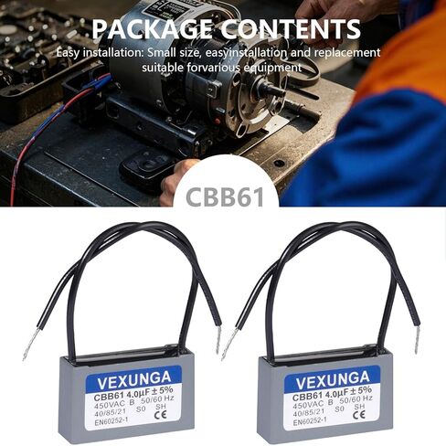 CBB61 Fan Capacitor 4uF 450 Volt Ceiling Fan Capacitors Replacement 4MFD 450V AC 450VAC 50/60Hz 2Wire for Fans Motor Start Run (2Pcs) in Saudi Arabia