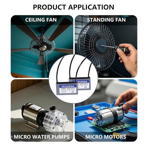CBB61 Fan Capacitor 4uF 450 Volt Ceiling Fan Capacitors Replacement 4MFD 450V AC 450VAC 50/60Hz 2Wire for Fans Motor Start Run (2Pcs) in Saudi Arabia