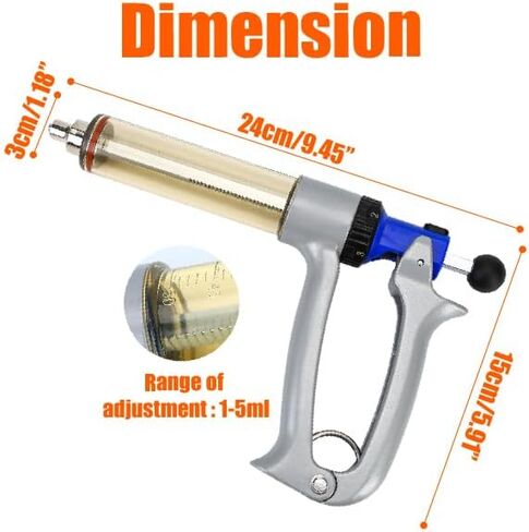 50ML Semi Adjustable Continuous Repeating Syringe Auto Injector – Livestock Pump Automatic Injectors for Syringes – Cattle, Cow, Goat, Sheep, Pig Veterinary Tool in Saudi Arabia