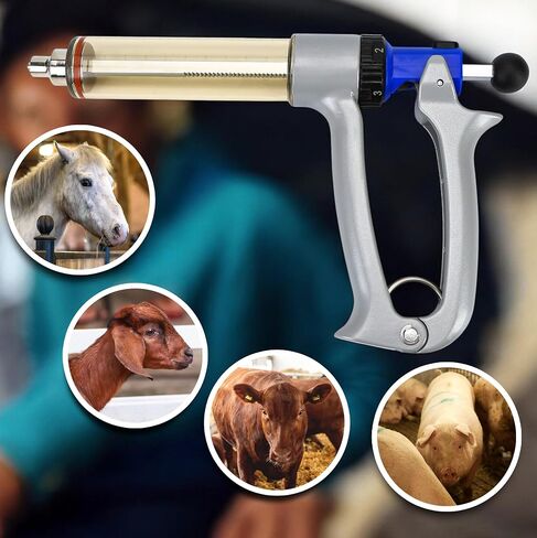 50ML Semi Adjustable Continuous Repeating Syringe Auto Injector – Livestock Pump Automatic Injectors for Syringes – Cattle, Cow, Goat, Sheep, Pig Veterinary Tool in Saudi Arabia