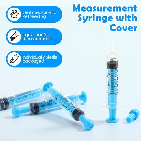 Trelaco 100 Pack 5 مل محاقن عن طريق الفم مع قبعات ، محقنة بلاستيكية ملونة لا توجد إبرة للسائل ، الطب ، تغذية الحيوانات الأليفة ، DIY ، الحفلة ، العودة إلى المدرسة ، الحرفية ، مغلقة بشكل فردي وملف (أزرق) in Saudi Arabia