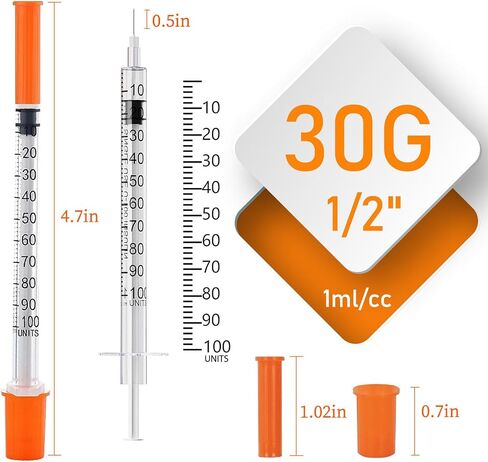 30pack 1ml محاقن مع إبرة 30 جرام 1/2 "(13 مم) ، مستلزمات المختبرات ملفوفة بشكل فردي (1cc 30g 1/2" - 30pack) in Saudi Arabia