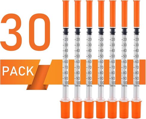 30pack 1ml محاقن مع إبرة 30 جرام 1/2 "(13 مم) ، مستلزمات المختبرات ملفوفة بشكل فردي (1cc 30g 1/2" - 30pack) in Saudi Arabia