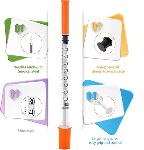 30pack 1ml محاقن مع إبرة 30 جرام 1/2 "(13 مم) ، مستلزمات المختبرات ملفوفة بشكل فردي (1cc 30g 1/2" - 30pack) in Saudi Arabia