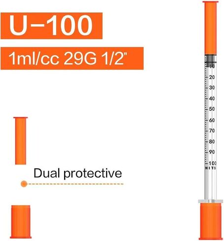 U-100 Syringes with Needle 1ml/cc 29G 1/2'' Disposable Syringe, Individual Wrapped, 100 PACK in Saudi Arabia