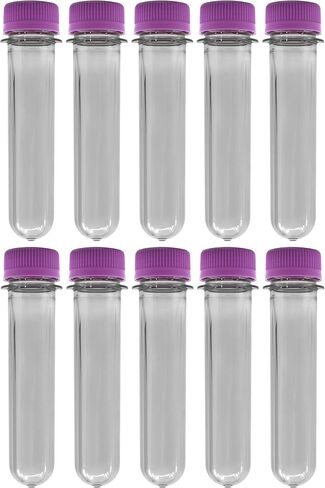 زجاجات الصودا البيضاء 10pk مع قبعات ، 25 مل - مختبرات أنابيب اختبار بلاستيكية للحيوانات الأليفة in Saudi Arabia