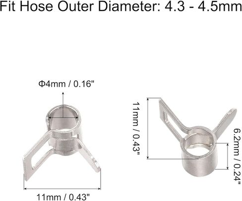 #us 10pcs spring خرطوم المشبك 65mn الصلب 4mm ضغط الهواء منخفضة مقطع النيكل مطلي in Kuwait