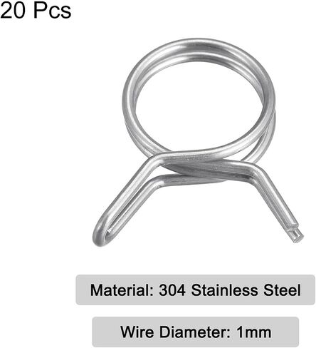 #US 20pcs Double Wire Spring Hose Clamp 304 Stainless Steel 10mm Spring Clips in Saudi Arabia