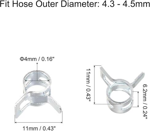 #us 20pcs spring خرطوم المشبك 65mn الصلب 4mm انخفاض ضغط الهواء مقطع الزنك مطلي in Kuwait
