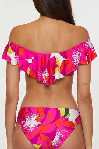 Trina Turk Women's Bloom Ruffle Bandeau Bikini Top, Off Shoulder, Floral Print, Swimwear Separates in Saudi Arabia