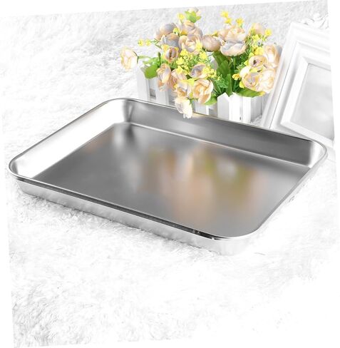 PRETYZOOM 2pcs Stainless Steel Medical Tray Flat Bottom Instrument Trays Wear Resistant Stainless Steel for Organizing Medical Instruments in Saudi Arabia