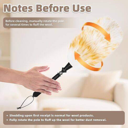 Duster Lambswool القابل للتمديد مع قطب سبيكة من الألومنيوم القابلة للانحناء 23-47 بوصة ، وندقية صوف طبيعية قابلة لإعادة الاستخدام لتنظيف الأسقف العالية ، ومصابيح قلادة ، والستائر ، والأثاث والسقف in Saudi Arabia