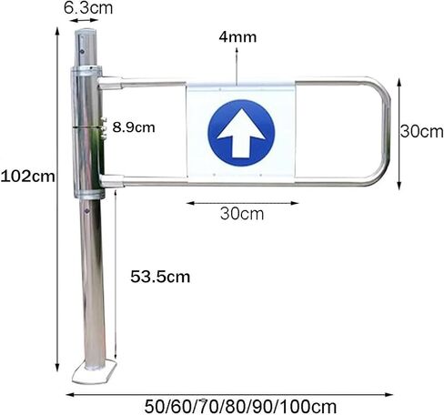 بوابة أرجوحة مدخل متينة - 90 ° باب نقل المشاة المعدني للمستودع والسوبر ماركت والمكتبة ومتجر خلاب - Rightdoor 60x102cm ، جهاز إغلاق آمن in Kuwait