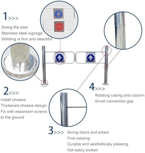 بوابة أرجوحة الارتداد التلقائي - 190 × 100 سم من الفولاذ المقاوم للصدأ في اتجاه واحد مع الربيع ، بوابة أمان يدفع اليدوي للسوبر ماركت والمستودعات ، تصميم إغلاق تلقائي in Kuwait