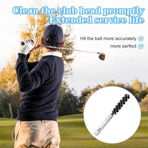 2pcs أداة تنظيف نادي الغولف الجولف من الفولاذ المقاوم للصدأ والفرشاة النحاسية Hosel Electric Drilling Cleaning Writh و Hex Shank Handle Brush Drill Writ in Kuwait