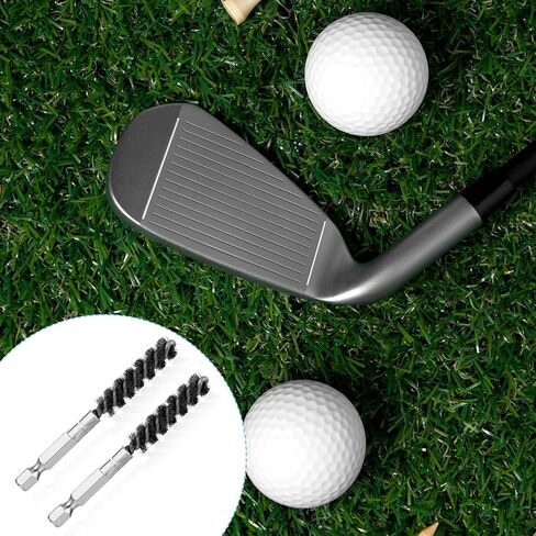 2pcs أداة تنظيف نادي الغولف الجولف من الفولاذ المقاوم للصدأ والفرشاة النحاسية Hosel Electric Drilling Cleaning Writh و Hex Shank Handle Brush Drill Writ in Kuwait