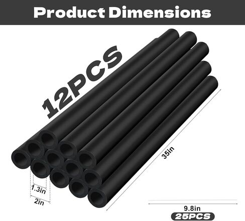 12pcs الأكمام الرغوية القطب الترامبولين 35.5 بوصة و 25 علاقات ، أغطية ترامبولين مقاومة للماء تحل محل الملحقات في الهواء الطلق (أسود) in Kuwait