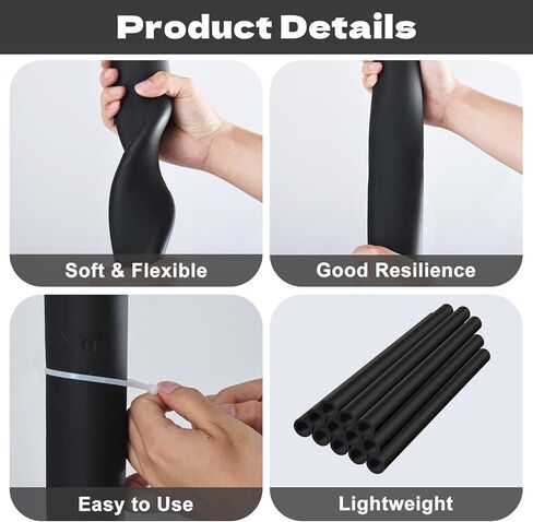 12pcs الأكمام الرغوية القطب الترامبولين 35.5 بوصة و 25 علاقات ، أغطية ترامبولين مقاومة للماء تحل محل الملحقات في الهواء الطلق (أسود) in Kuwait
