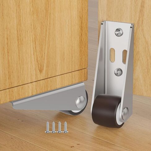 Mini Low Profile Fixed Caster Wheels, Side Mount Caster Fit for Wooden Furniture, Cabinets, and Underbed Drawers - 0.9 Inch Silent Rubber Rolling Wheel with Screws (2) in Saudi Arabia