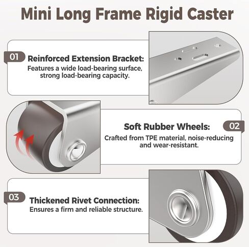 Mini Low Profile Fixed Caster Wheels, Side Mount Caster Fit for Wooden Furniture, Cabinets, and Underbed Drawers - 0.9 Inch Silent Rubber Rolling Wheel with Screws (2) in Saudi Arabia