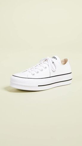 Converse Women's Chuck All Star Lift Clean Ox Sneakers, White/Black, 9.5 Medium US in Saudi Arabia