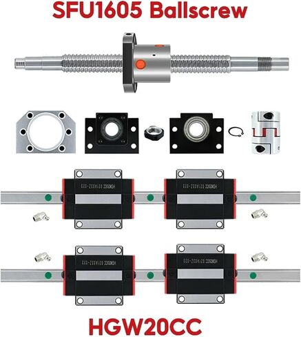 2 PCS 1000mm HGR20 أدلة خطية + 4 PCS HGW20CC كتل العربات + 1 SET 1000MM SFU1605 BALL SCELT مع مقرن 8 مم لـ CNC (SFU1605 HGH15CA) in Kuwait