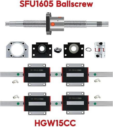 2 PCS 1000mm HGR20 أدلة خطية + 4 PCS HGW20CC كتل العربات + 1 SET 1000MM SFU1605 BALL SCELT مع مقرن 8 مم لـ CNC (SFU1605 HGH15CA) in Kuwait