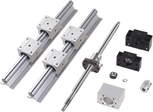 السكك الحديدية الخطية 2PCS SBR16+4PC SBR16UU BLOCK BEARING+SFU1204 BALL SCELL END ACTIDENT+1204 NUT HOUBLITION+BKBF10 END SUPERT+COUPLER SET (SFU500 SBR500) in Saudi Arabia