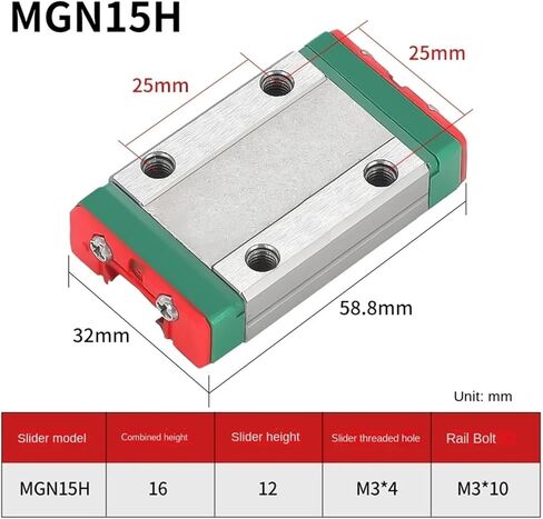 MGN15 H MGN7 C MGN9 C من 100 مم إلى 1000 مم شريحة سكة حديد مصغرة 1PCS دليل خطية MGN+1PCS MGN Carriage 3D Part 1PCs (MGN9 C ، 450mm) in Saudi Arabia