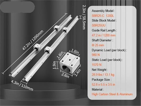 2pcs دليل الدليل الخطي SBR12 SBR16 SBR20 SBR25 800-2200MM و 4PCS COLLE COLLES MOTION SUMPLIS in Kuwait