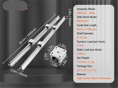 2pcs دليل الدليل الخطي SBR12 SBR16 SBR20 SBR25 800-2200MM و 4PCS COLLE COLLES MOTION SUMPLIS in Kuwait