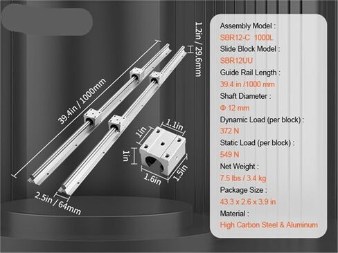 2pcs دليل الدليل الخطي SBR12 SBR16 SBR20 SBR25 800-2200MM و 4PCS COLLE COLLES MOTION SUMPLIS in Kuwait