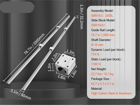 2pcs دليل الدليل الخطي SBR12 SBR16 SBR20 SBR25 800-2200MM و 4PCS COLLE COLLES MOTION SUMPLIS in Kuwait