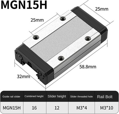 MGN15 H MGN7 C MGN9 C from 100mm to 800mm Miniature Linear Rail Slide 1pcs MGN Linear Guide MGN Black Carriage 3D Printer Part(MGN9 C,300mm) in Saudi Arabia