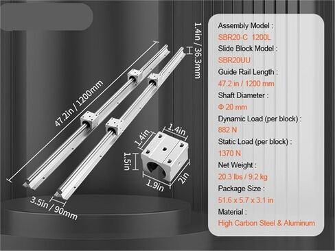 2pcs دليل الدليل الخطي SBR12 SBR16 SBR20 SBR25 800-2200MM و 4PCS COLLE COLLES MOTION SUMPLIS in Kuwait