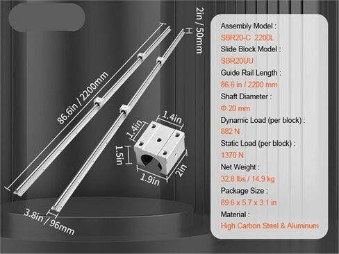 2pcs دليل الدليل الخطي SBR12 SBR16 SBR20 SBR25 800-2200MM و 4PCS COLLE COLLES MOTION SUMPLIS in Kuwait