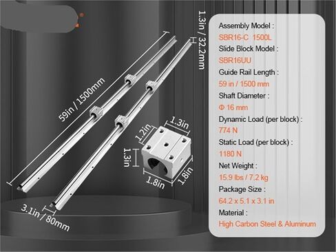 2pcs دليل الدليل الخطي SBR12 SBR16 SBR20 SBR25 800-2200MM و 4PCS COLLE COLLES MOTION SUMPLIS in Kuwait