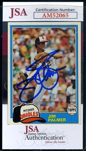 Jim Palmer JSA Coa وقعت 1981 Topps موقعة - بطاقات موقعة للبيسبول in Saudi Arabia