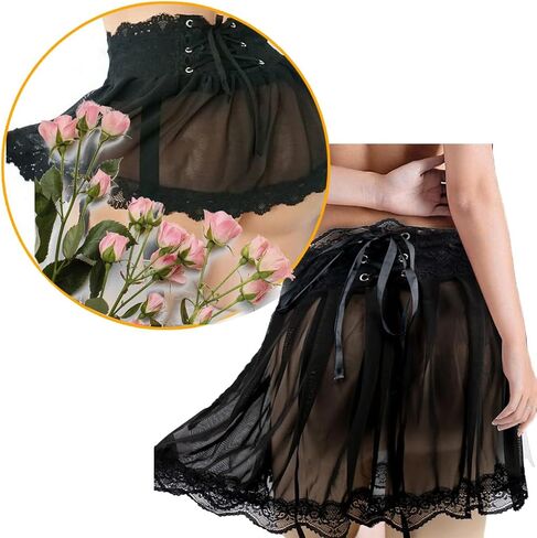 Women Lace Mesh Garter Belts Belt Marter Skirt for Highs Gockits Mini Dress in Kuwait