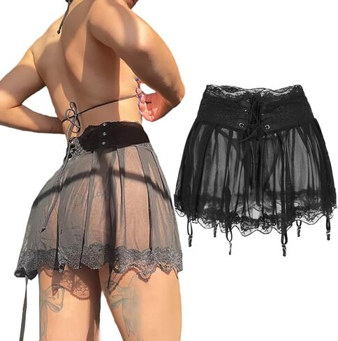 Women Lace Mesh Garter Belts Belt Marter Skirt for Highs Gockits Mini Dress in Kuwait