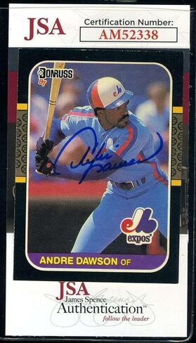 Andre Dawson JSA Coa Signed 1987 Donruss Autographed - Baseball Slabbed Autographed Cards in Kuwait