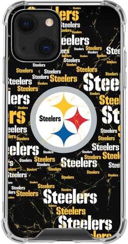 علبة الهاتف Clear Clear متوافقة مع iPhone 13 - NFL Pittsburgh Steelers Black Blast Design in Saudi Arabia